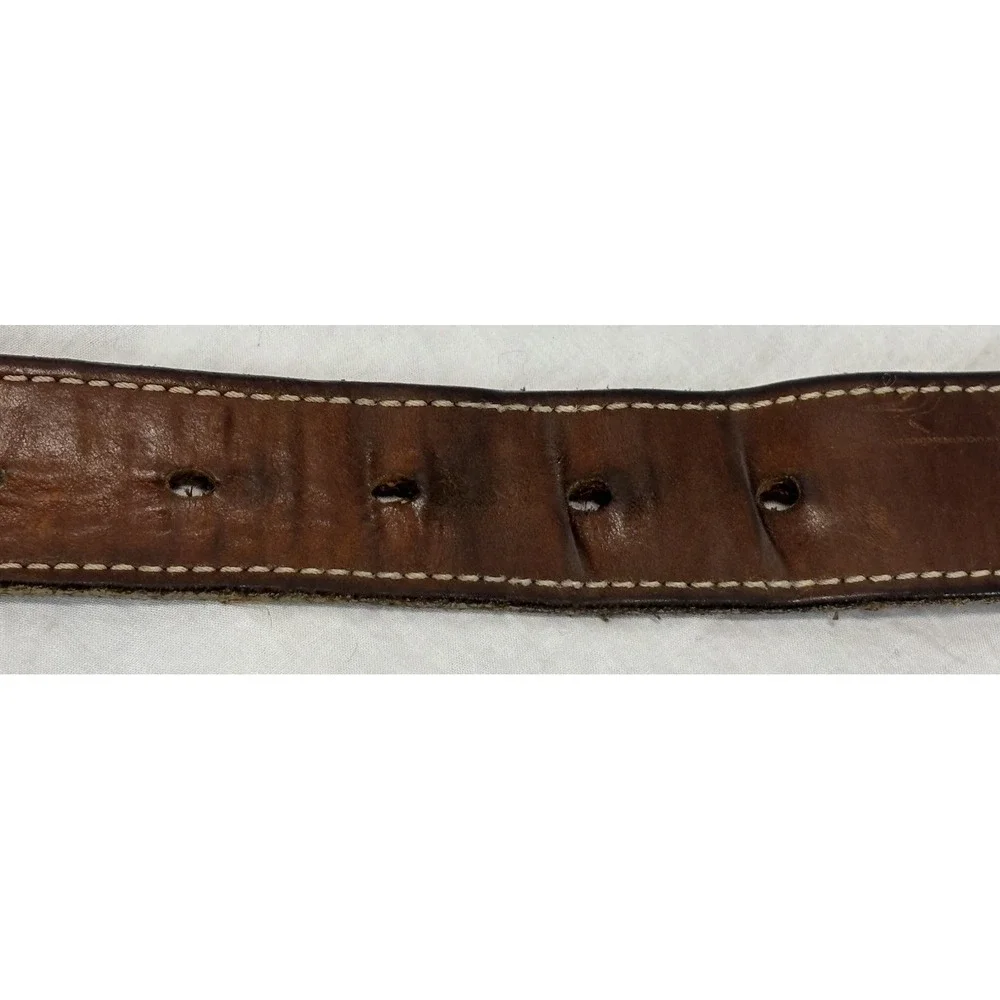 Vtg Fossil Brown Leather Belt Sz 36 Men's Distressed 1.25